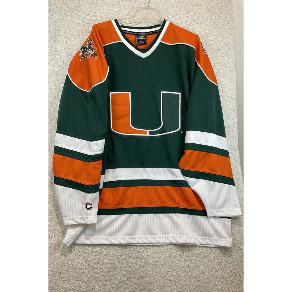 Miami Hurricanes Hockey Jersey Colosseum Mens 2XL 2XB Green Stitched Sebastian
